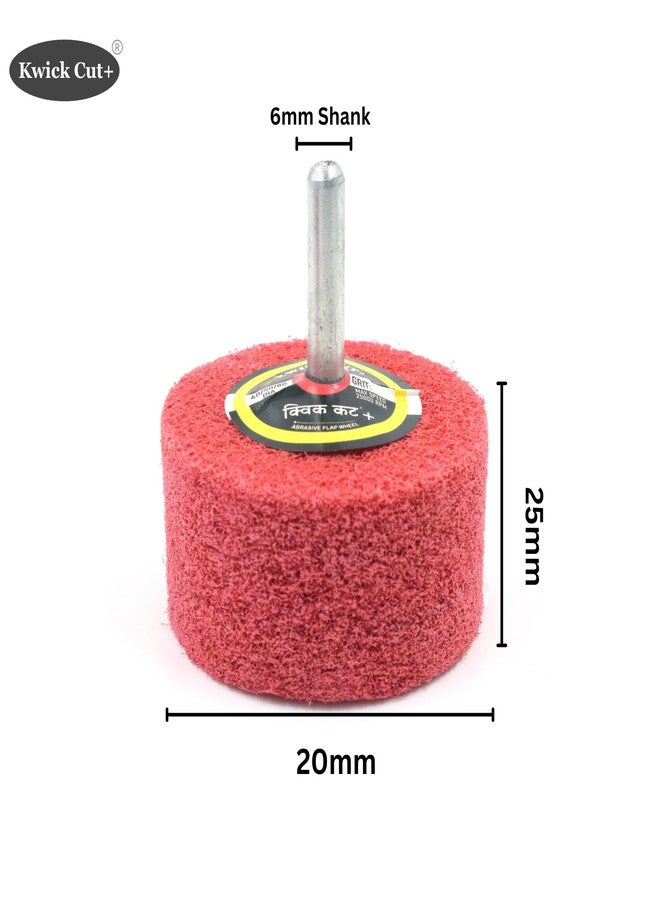 KWICK CUT + Kwick Cut+ Non-Woven Unitised Abrasive Matt Mop Wheel 25x25mm for Drill with 6mm Shank - Red Surface Conditioning Polishing Buffing Wheel for Metal, Wood, Rust Removal - for Rotary Tools - Image 2
